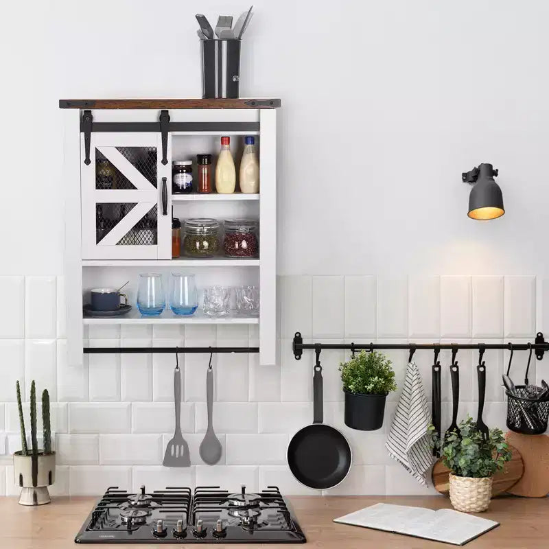 Mobiletto da bagno a parete, Mobiletti contenitori sopra il WC con anta scorrevole a grana e ripiano regolabile, Armadietto da cucina, 23,6 P x 7,9 L x 29,1 A