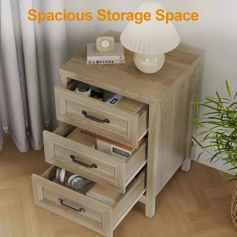Comò a 3 cassetti, comò moderno in legno con frontale del cassetto a pannello rialzato, cassettiera accentata per camera da letto, soggiorno, ingresso