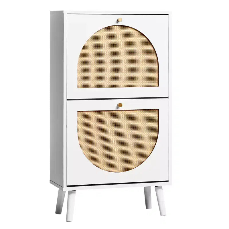 Scarpiera a 2 ante a ribalta, in truciolato bianco, 54 cm L