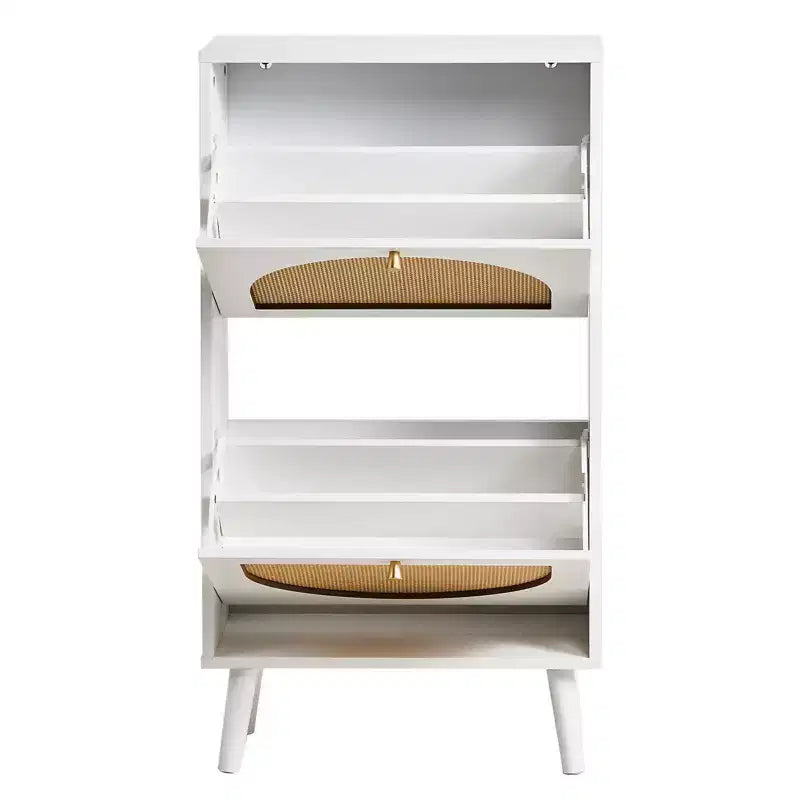 Scarpiera a 2 ante a ribalta, in truciolato bianco, 54 cm L