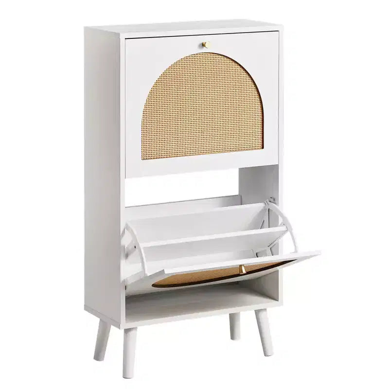 Scarpiera a 2 ante a ribalta, in truciolato bianco, 54 cm L