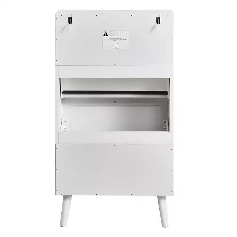 Scarpiera a 2 ante a ribalta, in truciolato bianco, 54 cm L