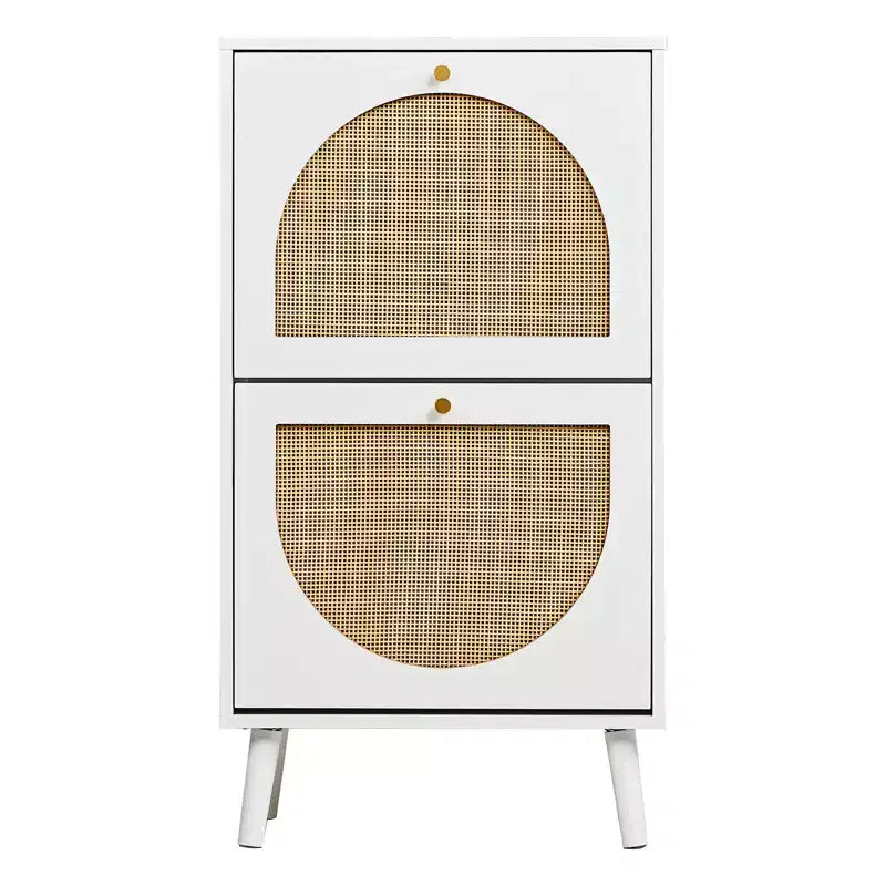Scarpiera a 2 ante a ribalta, in truciolato bianco, 54 cm L