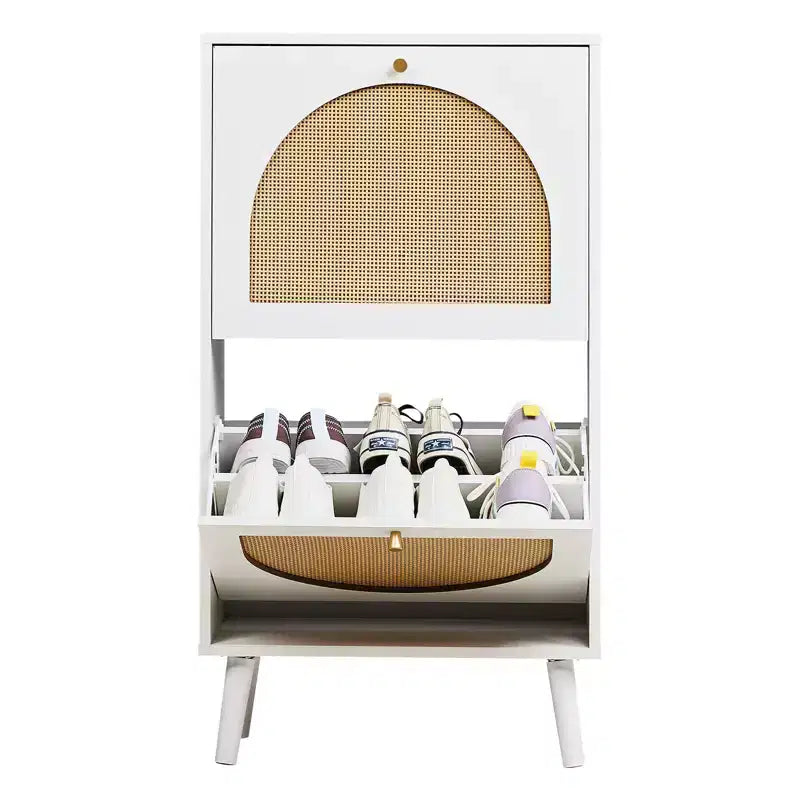Scarpiera a 2 ante a ribalta, in truciolato bianco, 54 cm L