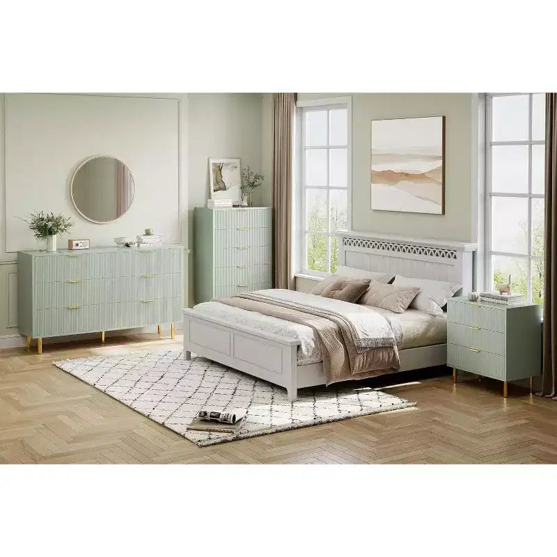 Cassettiera moderna a 5 cassetti - Maniglie dorate, grande capacità di archiviazione per camera da letto e soggiorno