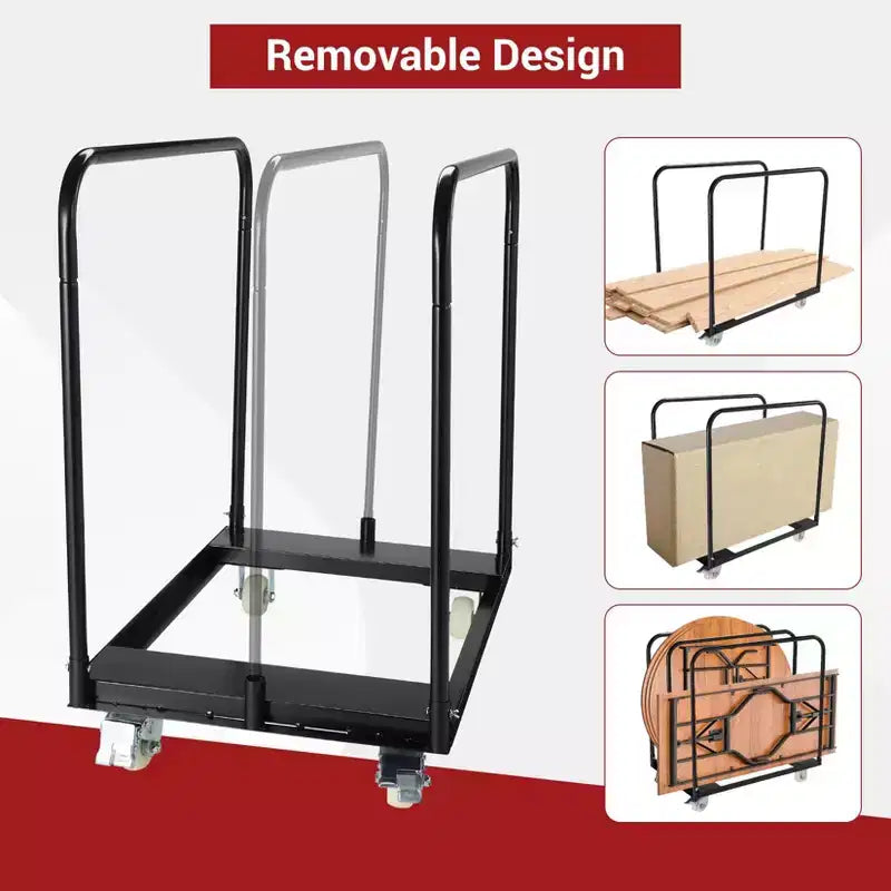 Carrello per cartongesso con pianale, carrello a piattaforma in acciaio resistente con capacità di 680 kg e 4 ruote, carrello pieghevole multiuso per cartongesso, legname, materassi