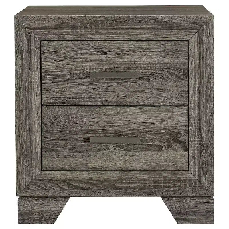 Comodino con 2 cassetti, Rovere marrone