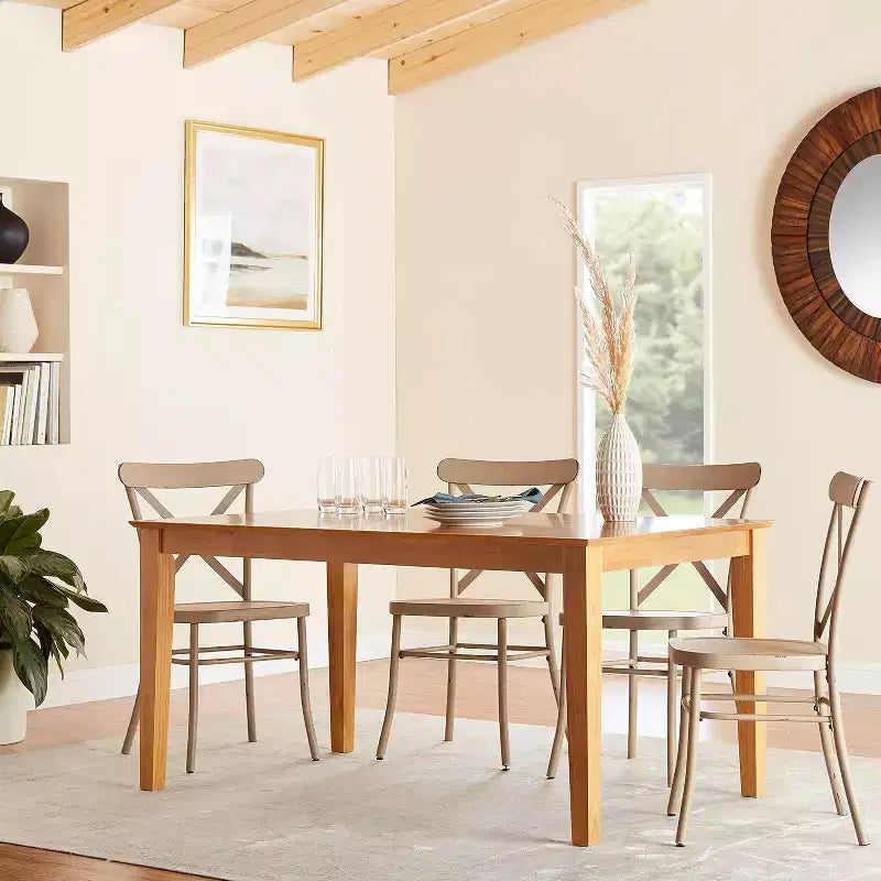Tavolo da pranzo rettangolare con piano in legno massello, 36" x 60"