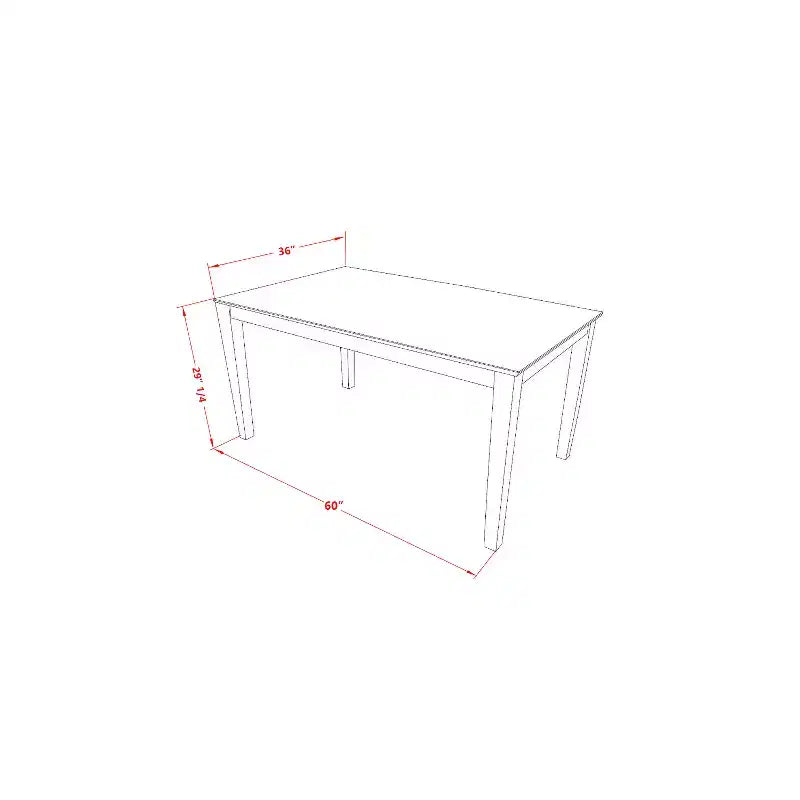Tavolo da pranzo rettangolare con piano in legno massello, 36" x 60"