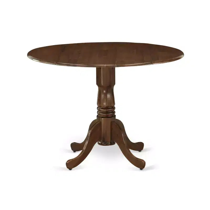 Tavolo da pranzo in legno di gomma con due prolunghe a ribalta da 23 cm, design salvaspazio
