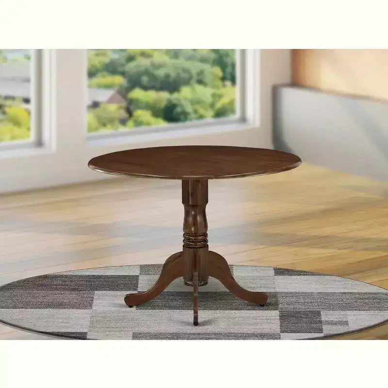 Tavolo da pranzo in legno di gomma con due prolunghe a ribalta da 23 cm, design salvaspazio
