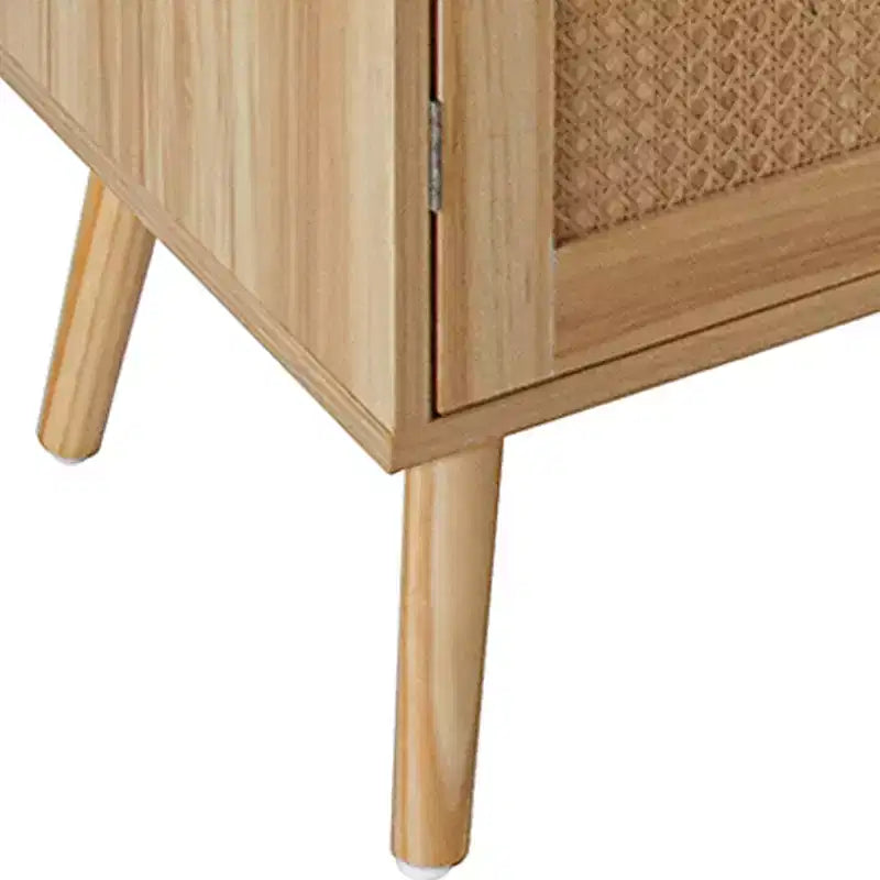 31,5 Mobile Buffet con Contenitore, Mobile Contenitore da Ingresso con Ante Decorate in Rattan e Ripiani Regolabili