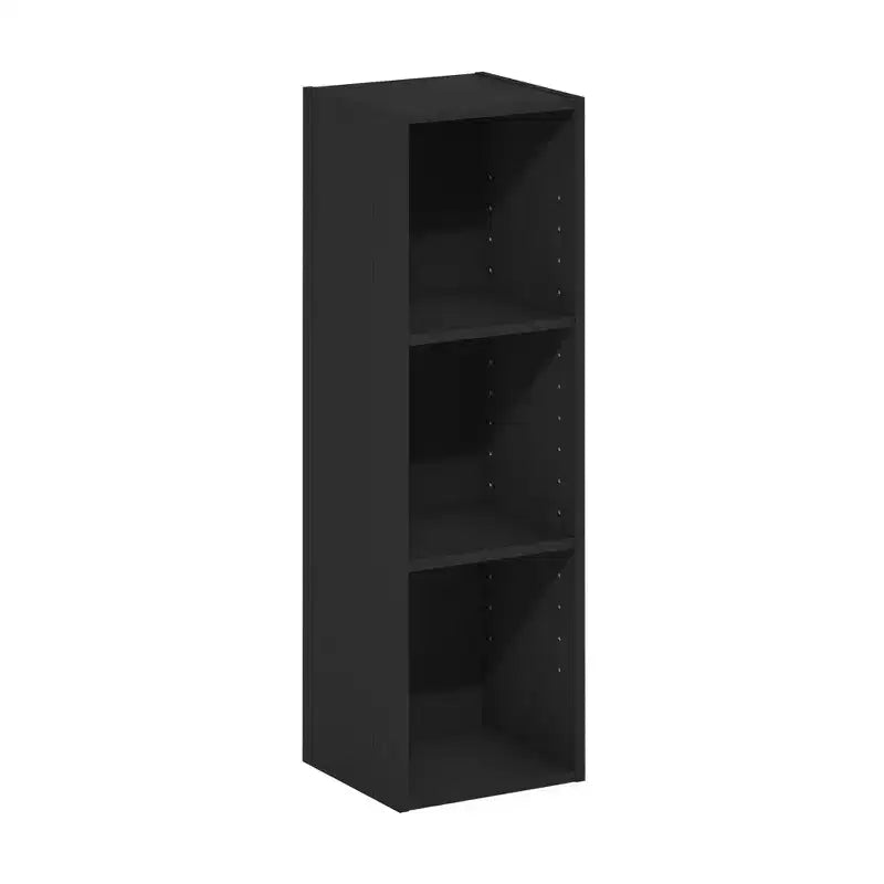 Libreria a giorno a 3 ripiani, espositore multiuso con ripiani regolabili, nero/bianco