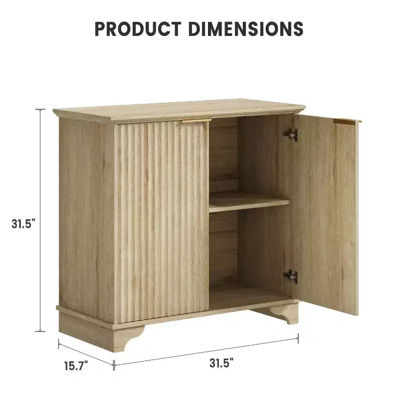 Credenza a Buffet Scanalata con Contenitore, Mobile Contenitore da Cucina a 2 Ante, Mobiletto Bar per Caffè con Ripiani Regolabili