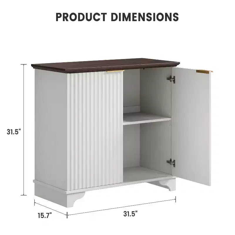 Credenza a Buffet Scanalata con Contenitore, Mobile Contenitore da Cucina a 2 Ante, Mobiletto Bar per Caffè con Ripiani Regolabili