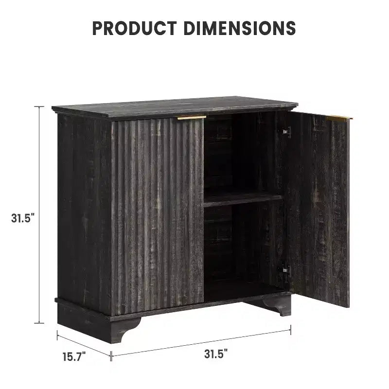 Credenza a Buffet Scanalata con Contenitore, Mobile Contenitore da Cucina a 2 Ante, Mobiletto Bar per Caffè con Ripiani Regolabili