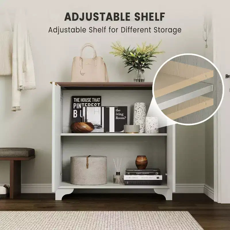 Credenza a Buffet Scanalata con Contenitore, Mobile Contenitore da Cucina a 2 Ante, Mobiletto Bar per Caffè con Ripiani Regolabili