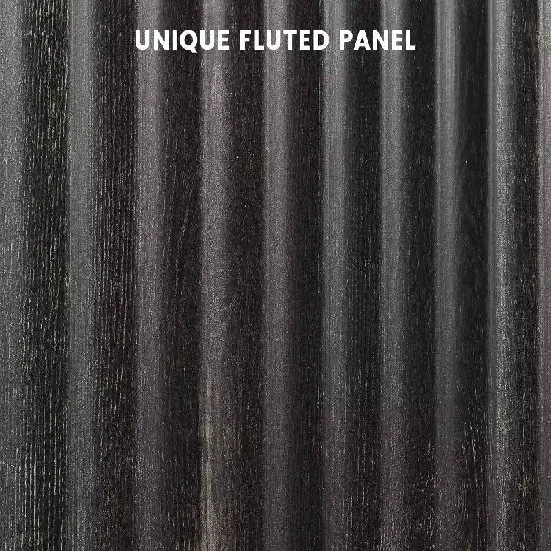 Credenza a Buffet Scanalata con Contenitore, Mobile Contenitore da Cucina a 2 Ante, Mobiletto Bar per Caffè con Ripiani Regolabili