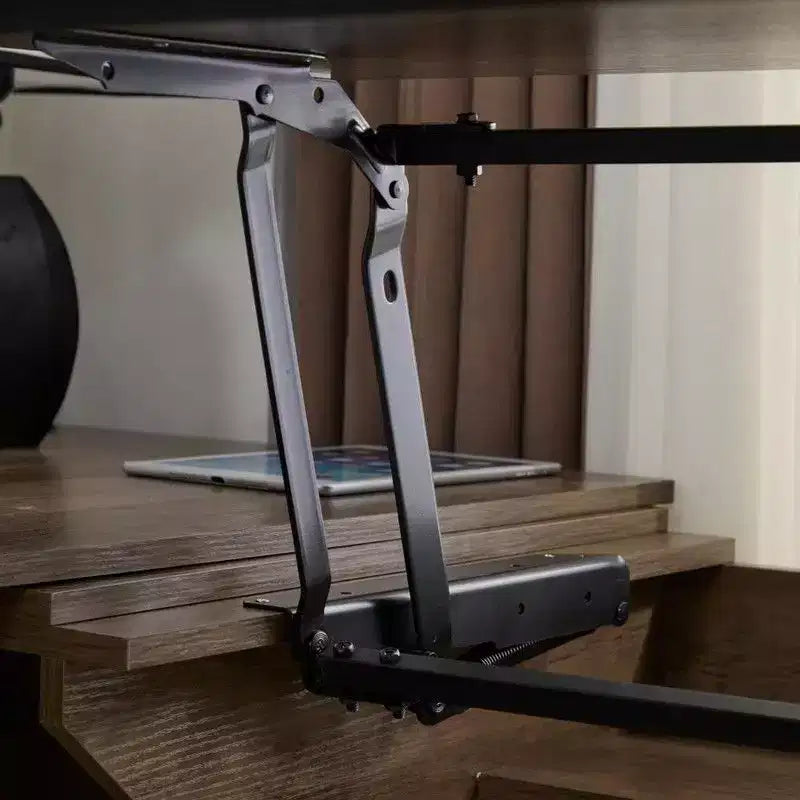 Scrivania ad angolo a forma di L da 180 cm con piano sollevabile, cassetti portaoggetti, schedario e ricarica integrata, scrivania per ufficio a casa, scrivania direzionale in legno