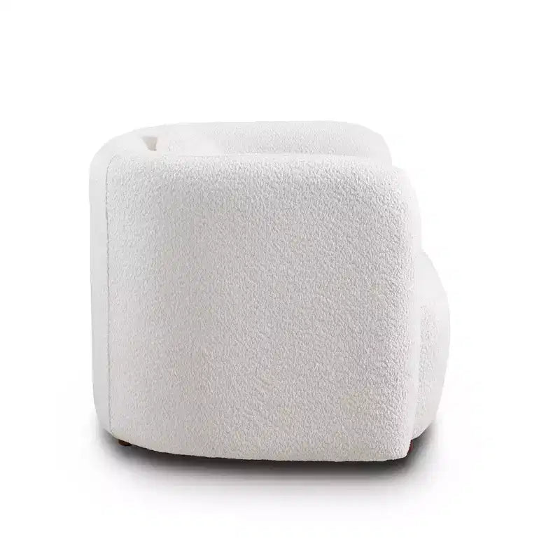 Poltrona Accent Square, Sedia Cloud singola imbottita in tessuto Bouclé, Poltrona in stile Japandi per soggiorno, Divano a 1 posto