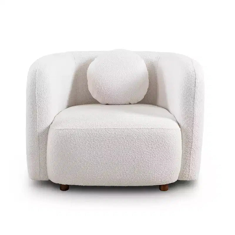 Poltrona Accent Square, Sedia Cloud singola imbottita in tessuto Bouclé, Poltrona in stile Japandi per soggiorno, Divano a 1 posto