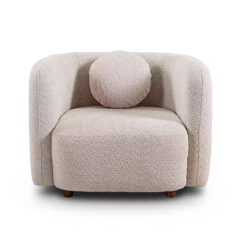 Poltrona Accent Square, Sedia Cloud singola imbottita in tessuto Bouclé, Poltrona in stile Japandi per soggiorno, Divano a 1 posto