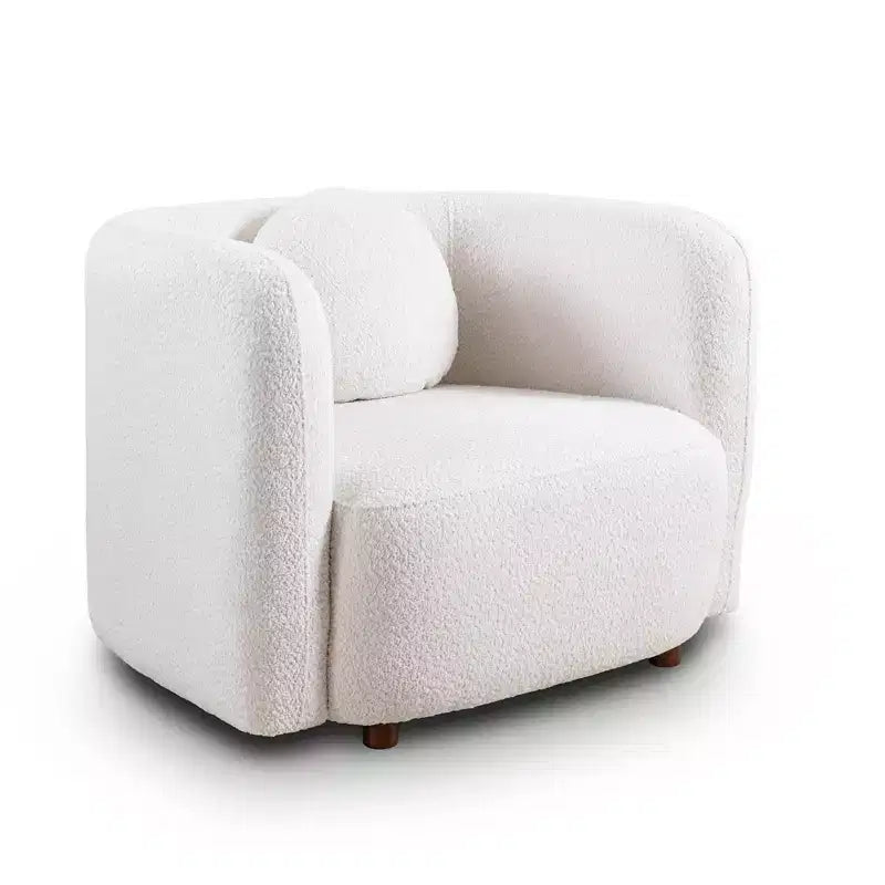 Poltrona Accent Square, Sedia Cloud singola imbottita in tessuto Bouclé, Poltrona in stile Japandi per soggiorno, Divano a 1 posto