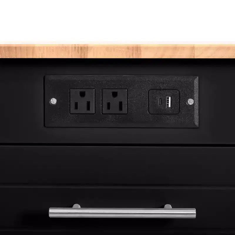 Isola da Cucina Scanalata con Mobile Contenitore per Pattumiera, Isole da Cucina Mobili su Ruote con Cassetto