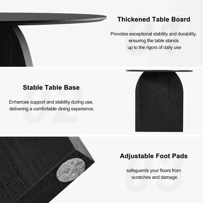Tavolo da pranzo ovale in legno massello stile rustico con gambe ad arco, 79" x 33.5", Nero