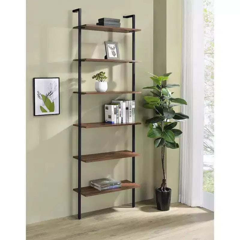 Libreria a Muro a 6 Ripiani da 244 cm, Finitura Noce
