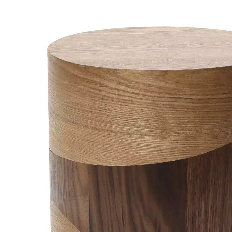 Tavolino Rotondo da 50 cm con Design Bicolore Effetto Legno, Tavolino Moderno per Soggiorno e Camera da Letto