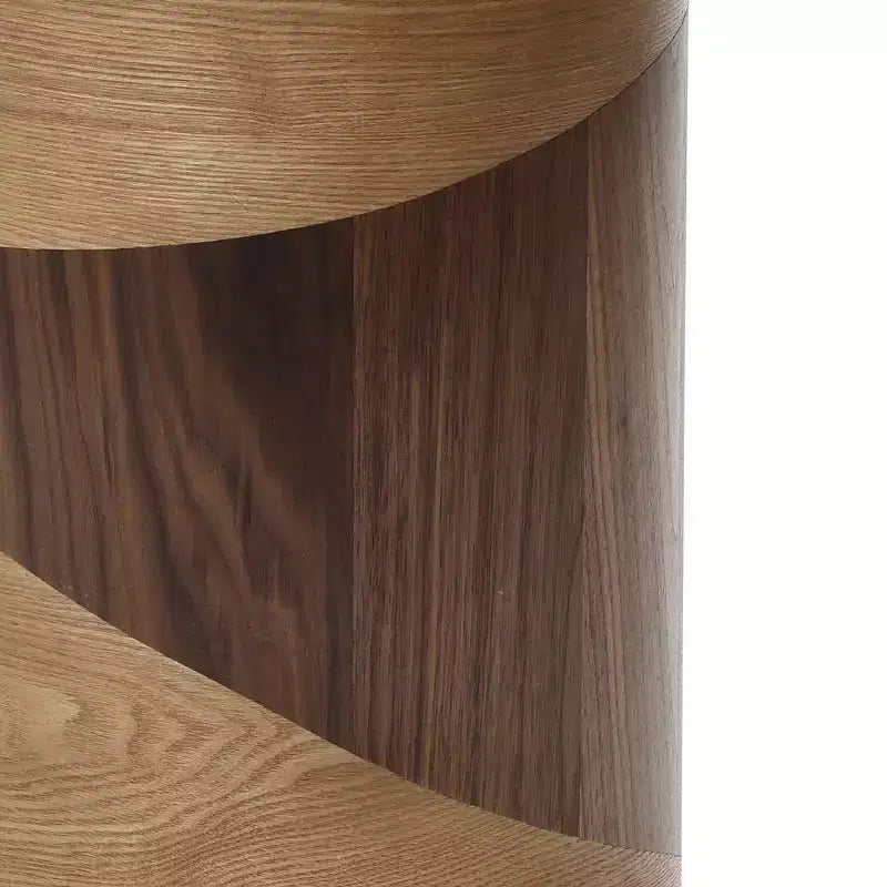 Tavolino Rotondo da 50 cm con Design Bicolore Effetto Legno, Tavolino Moderno per Soggiorno e Camera da Letto