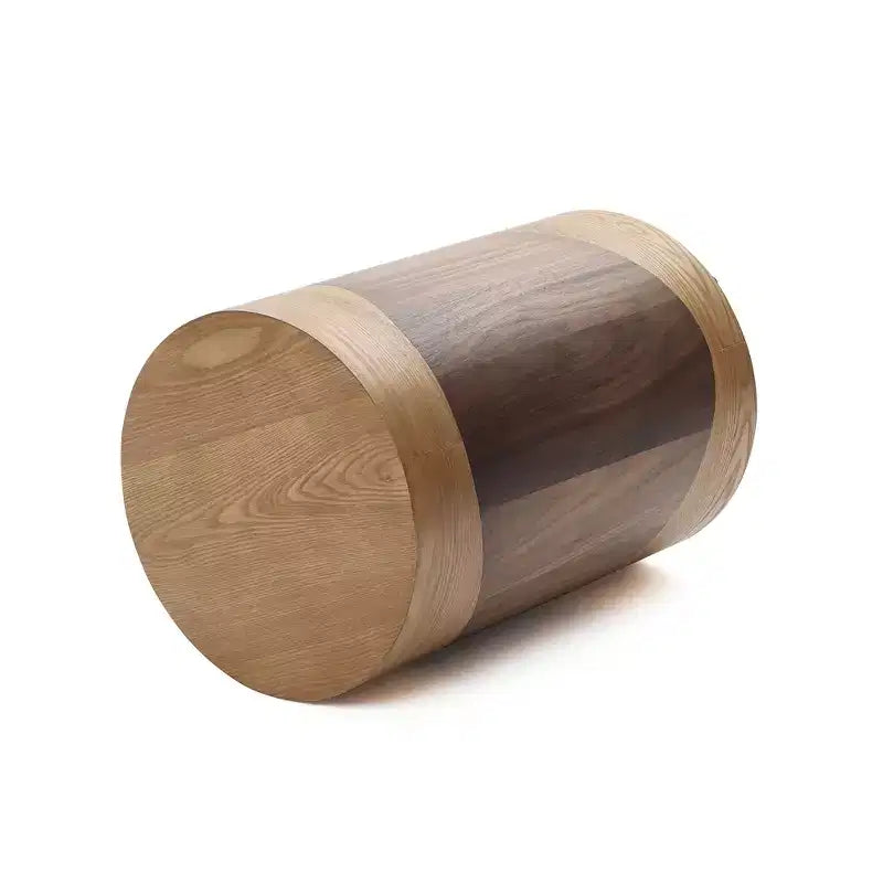 Tavolino Rotondo da 50 cm con Design Bicolore Effetto Legno, Tavolino Moderno per Soggiorno e Camera da Letto