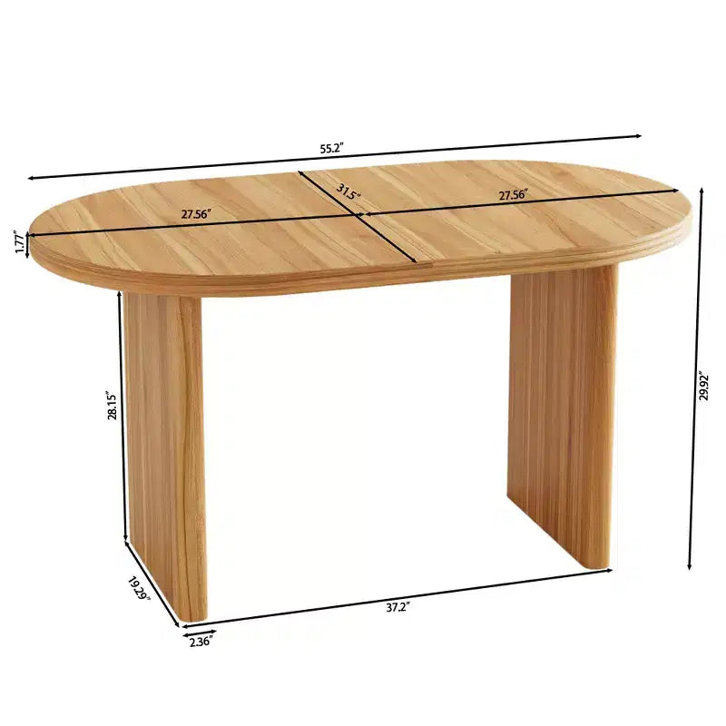 55.12-70.87Tavolo da pranzo moderno allungabile con prolunghe rimovibili, tavolo in stile moderno di metà secolo, adatto per sale da pranzo