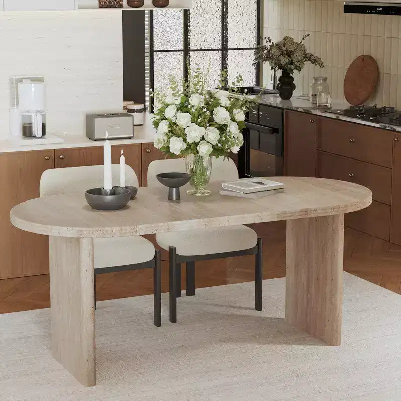 55.12-70.87Tavolo da pranzo moderno allungabile con prolunghe rimovibili, tavolo in stile moderno di metà secolo, adatto per sale da pranzo