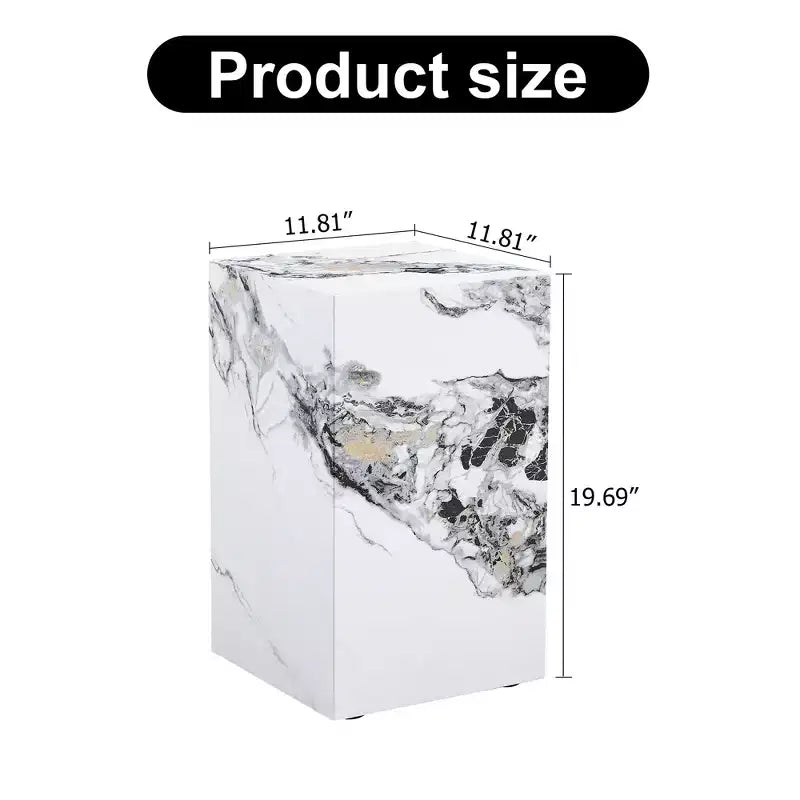 Tavolino moderno in MDF con texture in marmo bianco, base a piedistallo, 50 cm A