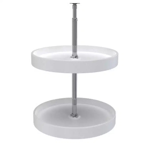 Rev-A-Shelf 28 Dual Full Circle Lazy Susan Organizer for Upper Corner Kitchen Cabinets, Plastic Home Storage 2 Tier Shelves, White, 6012-28-11-52