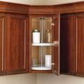 Organizzatore per pensili da cucina angolari Lazy Susan doppio cerchio completo da 28", 2 ripiani in plastica bianca