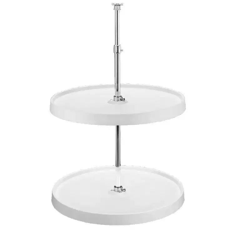 Organizzatore per pensili da cucina angolari Lazy Susan doppio cerchio completo da 28", 2 ripiani in plastica bianca