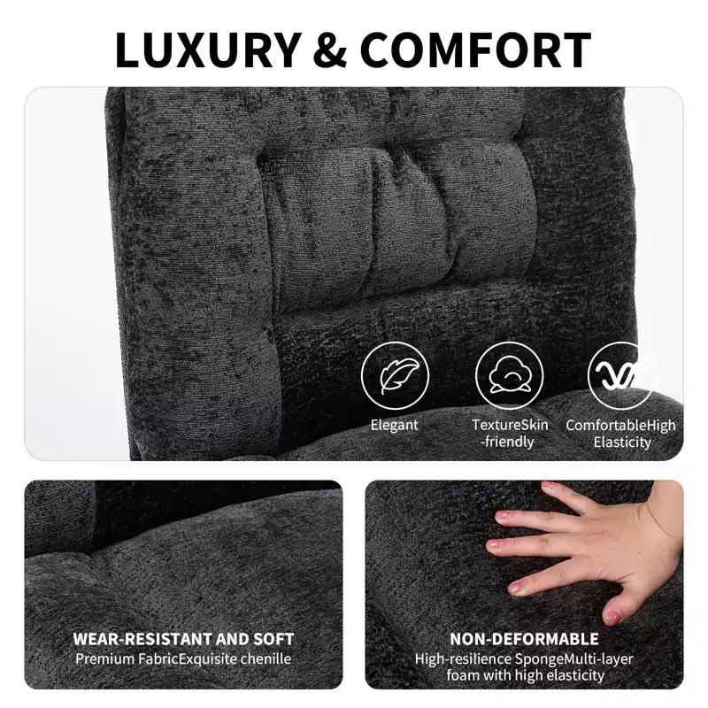 Sedia incrociata in ciniglia con ruote, sedia da vanità girevole a 360° regolabile in altezza con doppio cuscino, sedile ergonomico ampio per camera da letto, soggiorno