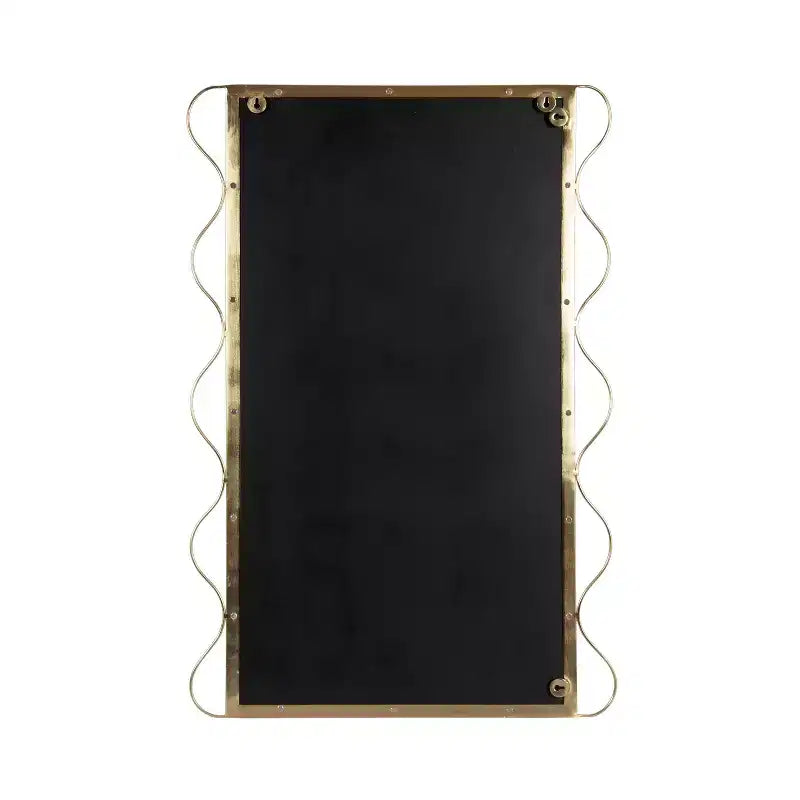 Specchio da Parete Ondulato, Cornice in Metallo, Dorato, 61 x 91 cm