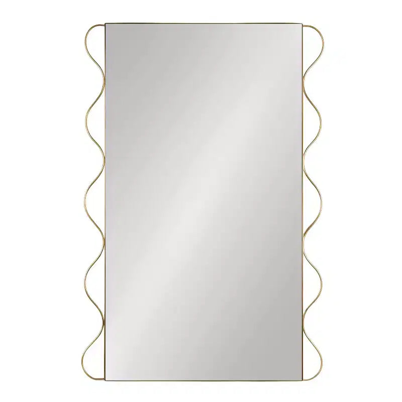 Specchio da Parete Ondulato, Cornice in Metallo, Dorato, 61 x 91 cm