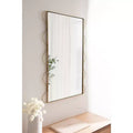 Specchio da Parete Ondulato, Cornice in Metallo, Dorato, 61 x 91 cm