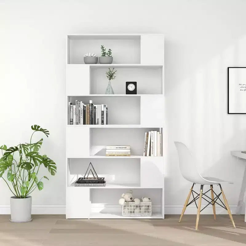 Libreria Divisoria, Legno Ingegnerizzato Bianco, 100x24x188 cm