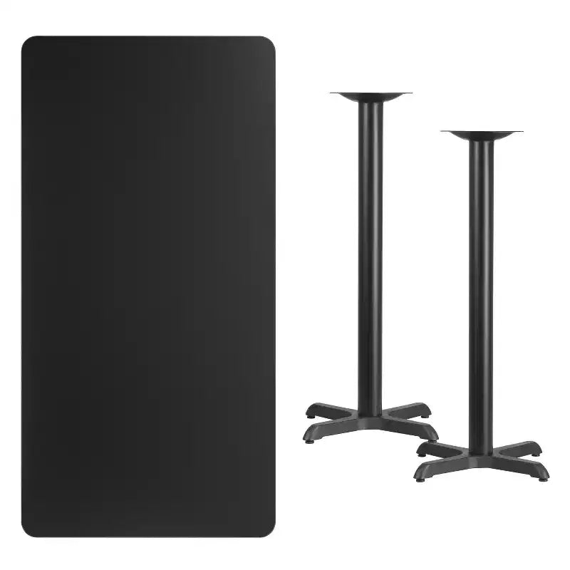 Piano tavolo rettangolare laminato 30" x 60" con basi tavolo altezza bar 22" x 22"