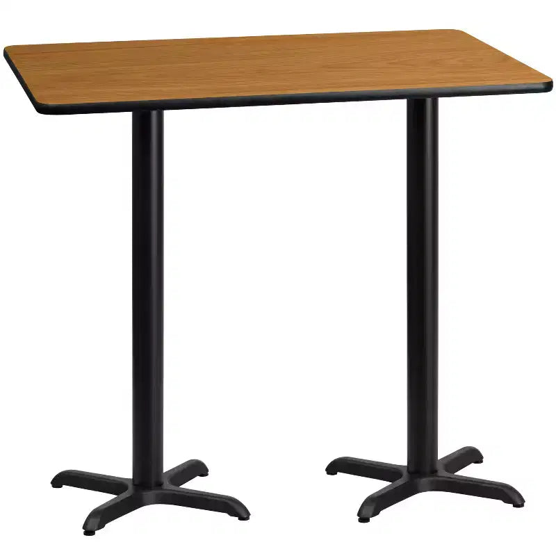Piano tavolo rettangolare laminato 30" x 60" con basi tavolo altezza bar 22" x 22"