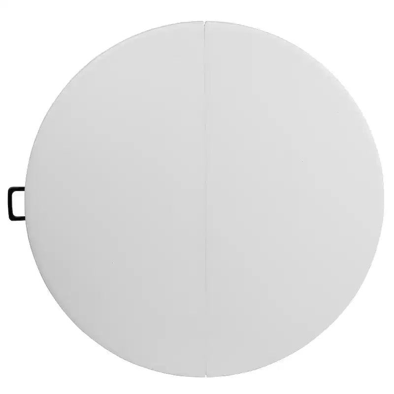 Tavolo Pieghevole da Banchetto Rotondo da 120 cm in Plastica Bianca Effetto Granito con Maniglia per il Trasporto