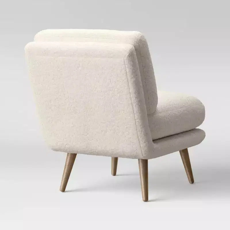 Poltrona Slipper in Ecopelliccia con Struttura in Legno Massello, Poltrona Accent Senza Braccioli per Soggiorno o Camera da Letto